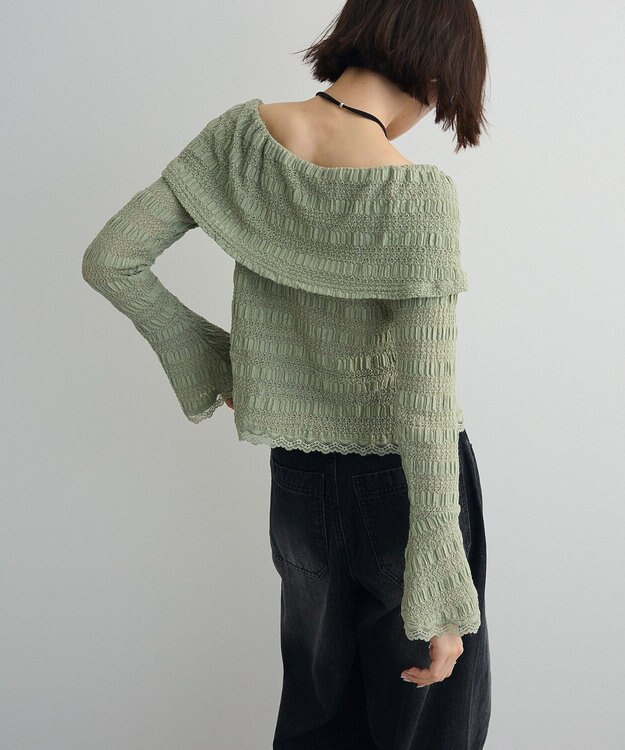 Green Parks シャーリングオフショルプルオーバー Mint