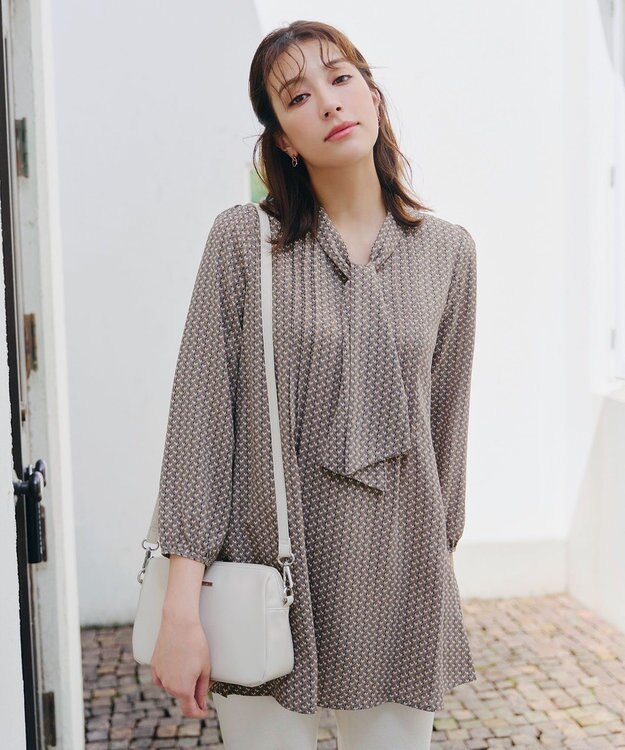 Tiaclasse 【洗える】ボウタイチュニック モカ