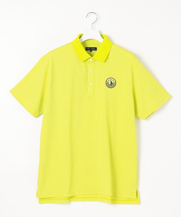 23区GOLF 【MEN/キングサイズ】ポリエステルサッカー 半袖ポロシャツ 黄緑系