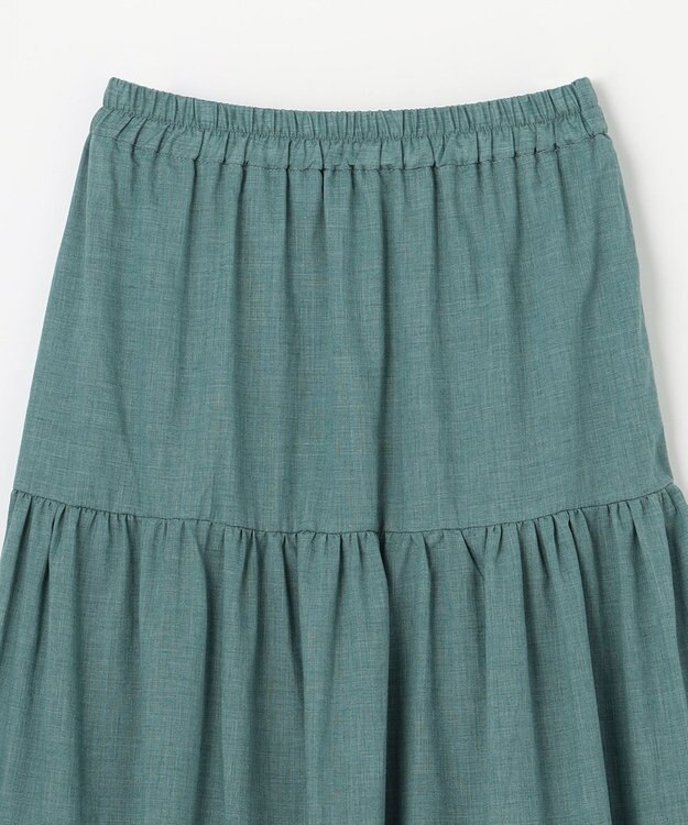 ANY 【ウエストゴム】シャンブレーライクティアード スカート グリーン系