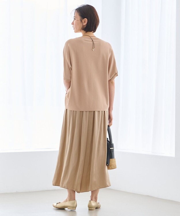 自由区 【好評につき新色追加・9色展開・洗える・XSサイズあり】クレープストレッチドルマン ニット キャメル系