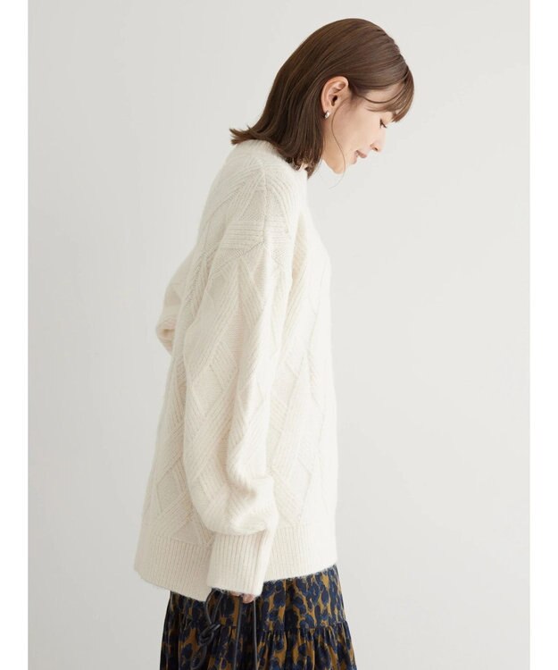 AMERICAN HOLIC Ｍｉｘヤーンモックネックケーブルニットプルオーバー Ivory