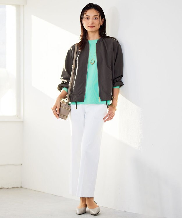 自由区 【接触冷感・UVカット・吸水速乾・洗える】シェルタリングオックスストレート パンツ オフ