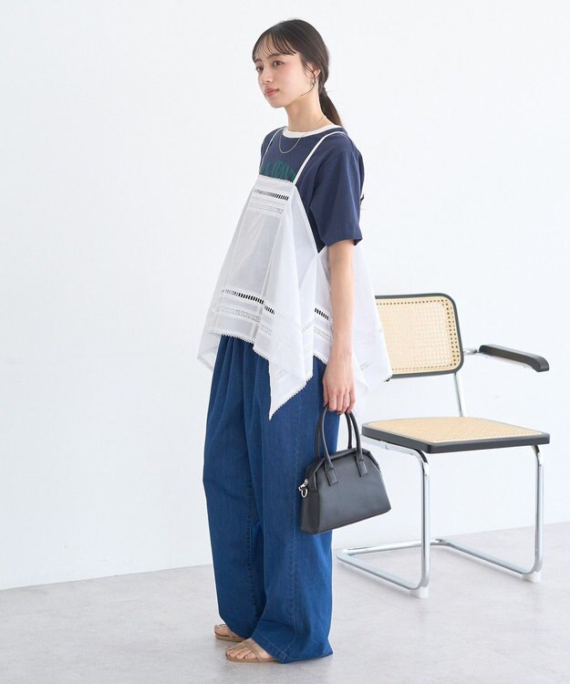 earth music&ecology 【綿100％】アソートリンガーＴシャツ Navy