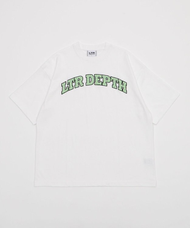 WEGO 【ユニセックス着用ITEM/MLサイズ展開】チェックカレッジグラフィックT（SS） ホワイト