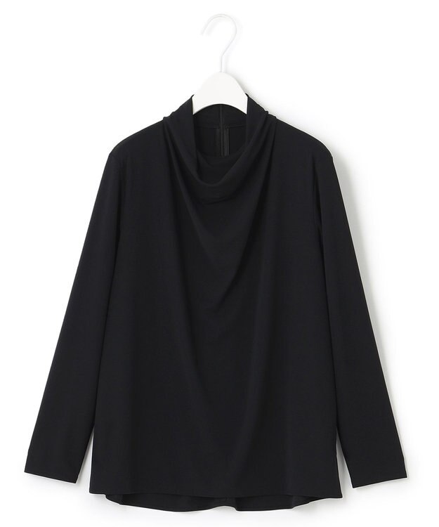 ICB 【洗える】 ジョーゼットスムース ドレープカットソー ブラック系