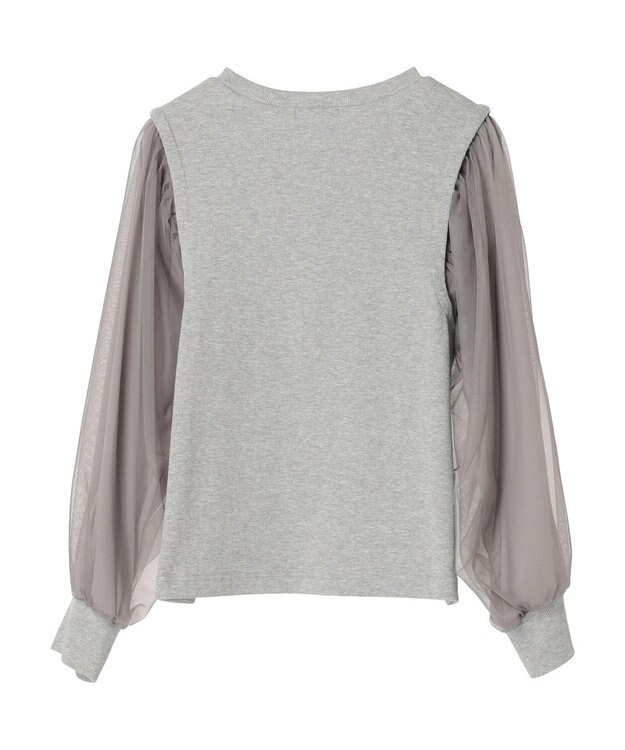 Green Parks 袖チュールドッキングリブプルオーバー Gray