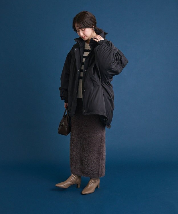 Green Parks シャギーニットスカート Charcoal Gray