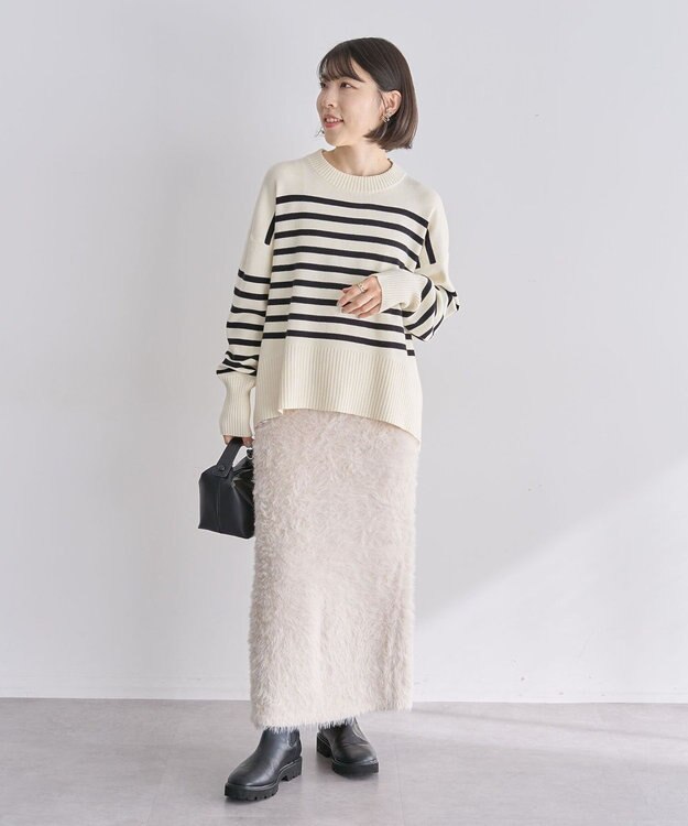 Green Parks シャギーニットスカート Ivory