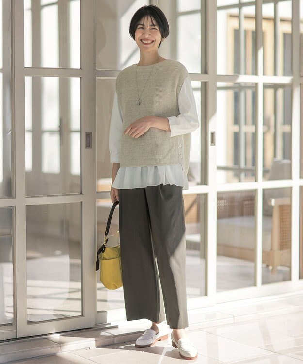 J.PRESS LADIES S 【洗える】Linen Cotton Vest  ニット ベスト ベージュ系