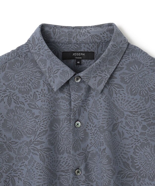 JOSEPH HOMME 新素材【洗える/通気性】ヨシタレース　レギュラーカラー半袖シャツ ネイビー系