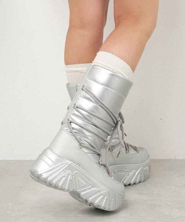 WEGO レースアップパテッドブーツ シルバー
