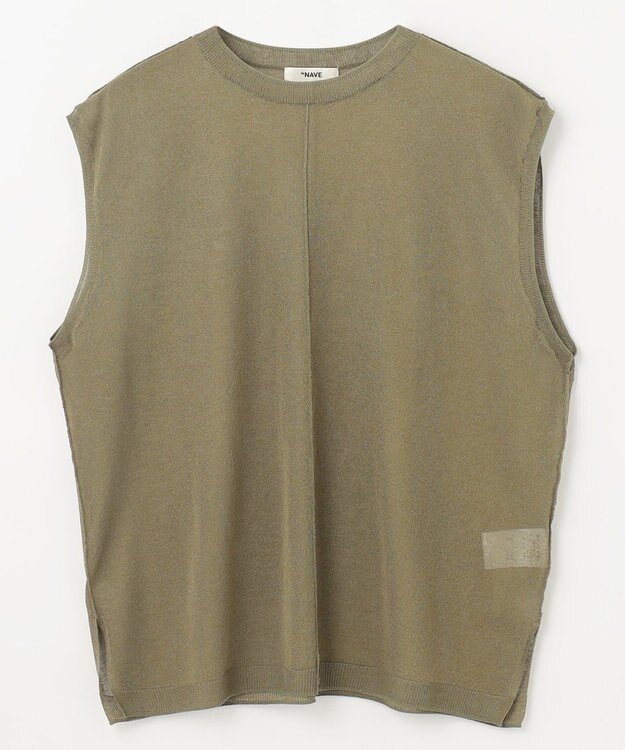 NAVE シアーニット ノースリーブ カーキ系