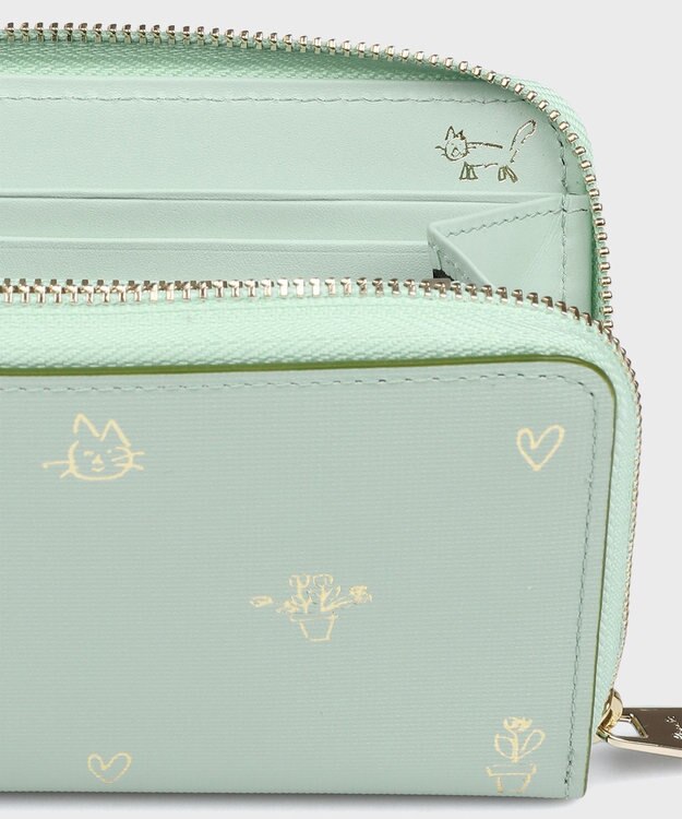 Paul Smith ミックスドゥードゥル ラウンドジップ 長財布 ミントグリーン