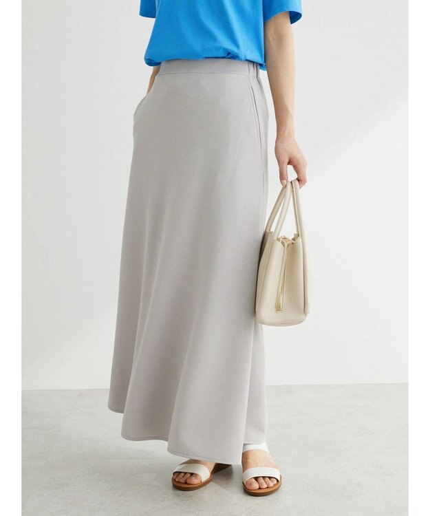 Green Parks カットジョーゼット裾フレアスカート Light Gray