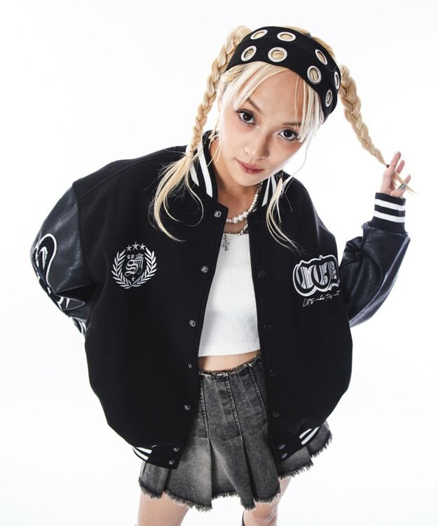 WEGO 【ユニセックス着用ITEM】メルトンワッペンスタジャン ブラック