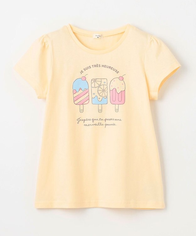 ANY KIDS 【WEB限定】7days プリント 半袖 Tシャツ クリーム×アイス