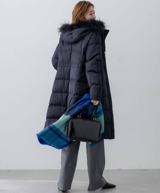 23区 S 【撥水加工】ブライトウール ロングダウンコート グレー系