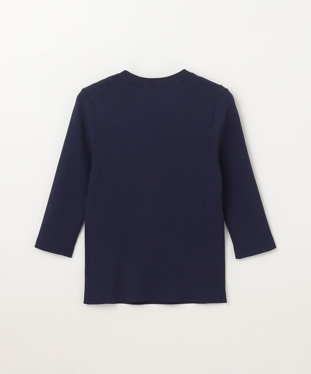 GRACE CONTINENTAL メタル釦リブニットトップ ネイビー