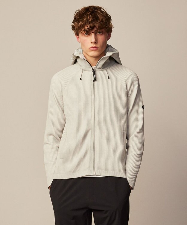 JOSEPH ABBOUD MOUNTAIN 【軽量/ストレッチ】CORDURA アウトドア ニット パーカー ライトグレー系