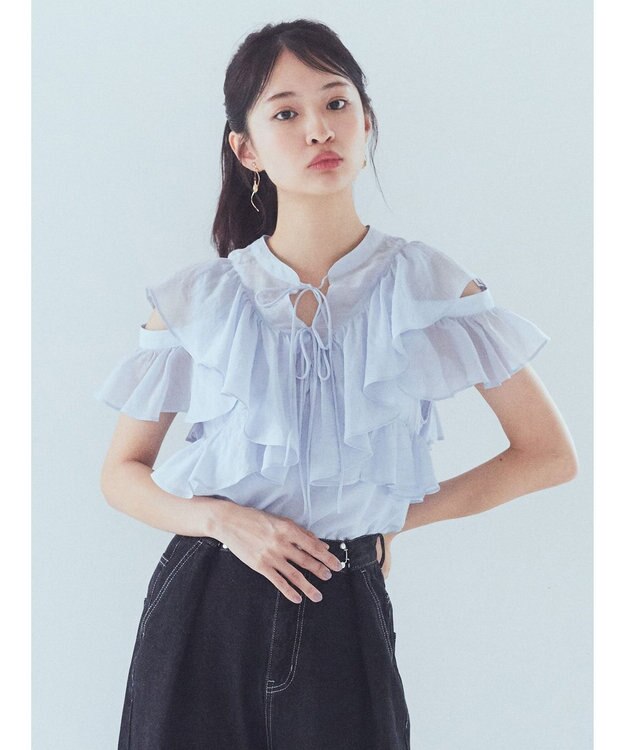 earth music&ecology ２ＷＡＹフリルブラウス Sax