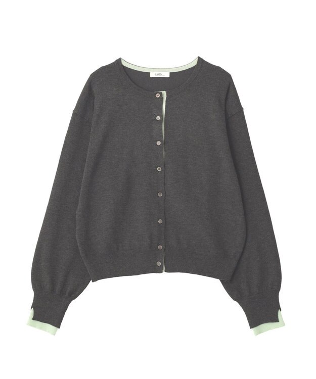 earth music&ecology 【予約】カラーコンビニットカーディガン チャコールグレー