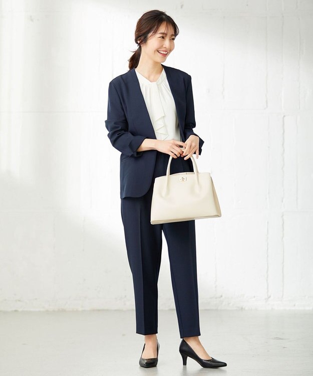 ANY SIS 【セットアップ可】リネンライクポリエステル ジャケット ネイビー