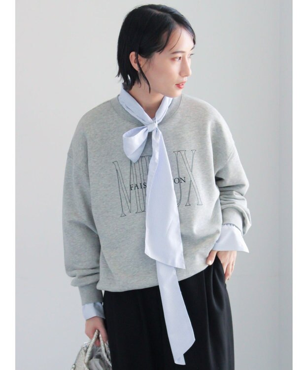 Te chichi 裏毛ロゴプリントスウェット グレー