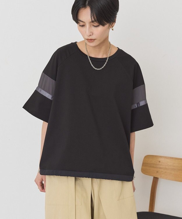 AMERICAN HOLIC 異素材ラインプルオーバー Black