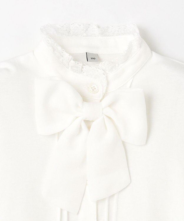 ANY KIDS リボン付きスタンドカラーブラウス ホワイト