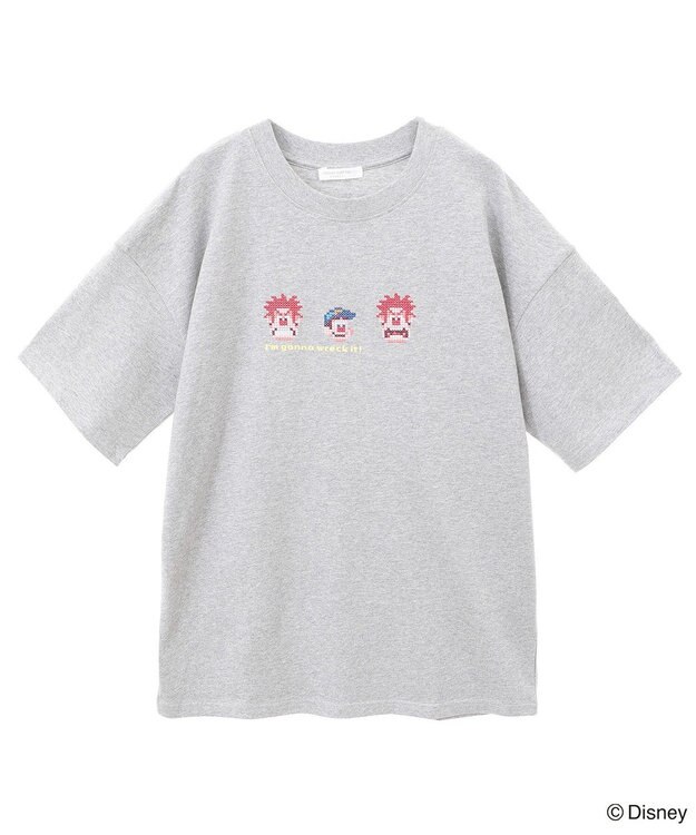 Green Parks シュガーラッシュ　／　クロスステッチ刺繡半袖ＴＥＥ Gray Mixture