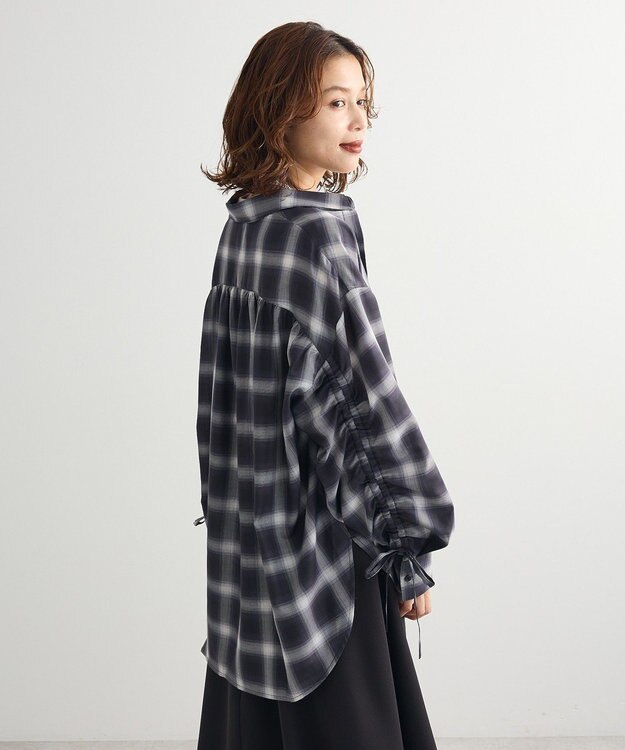 Green Parks ・ＥＬＥＮＣＡＲＥ　ＤＵＥ　チェックギャザーシャツ Black