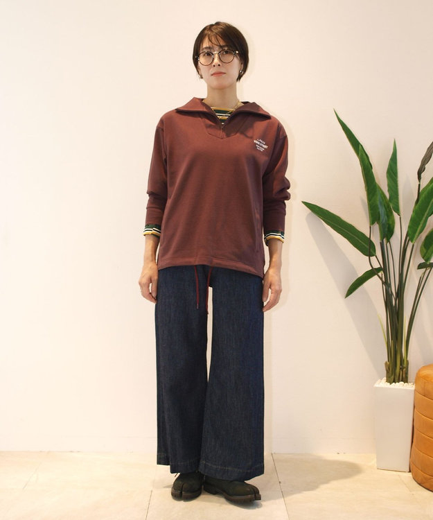 J.PRESS YORK STREET 【UNISEX】ヘビー天竺ハーフジップ スウェット ワイン系