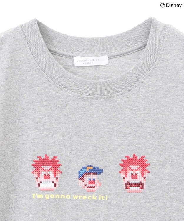 Green Parks シュガーラッシュ　／　クロスステッチ刺繡半袖ＴＥＥ Gray Mixture