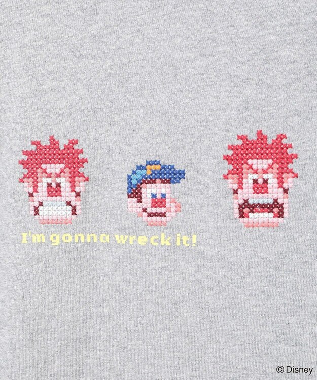 Green Parks シュガーラッシュ　／　クロスステッチ刺繡半袖ＴＥＥ Gray Mixture