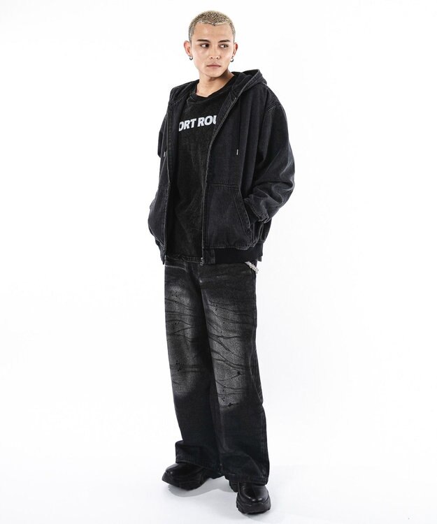 WEGO 【ユニセックス着用ITEM】フードデニムブルゾン デニムブラックソノタ