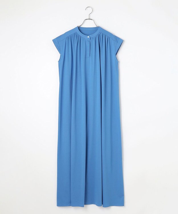 #Newans 【乾燥機可能/接触冷感】ヨークギャザーロングワンピース ブルー