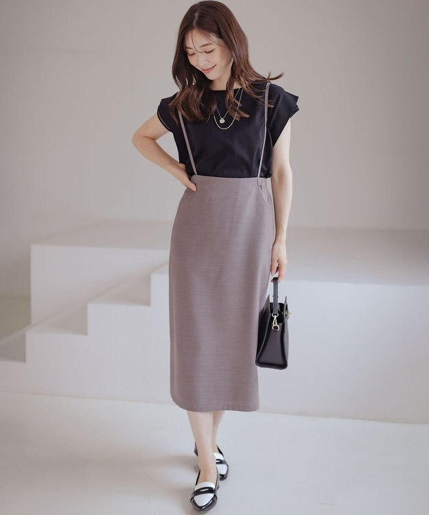 組曲 S ハシゴレースフレンチスリーブ カットソー ブラック系