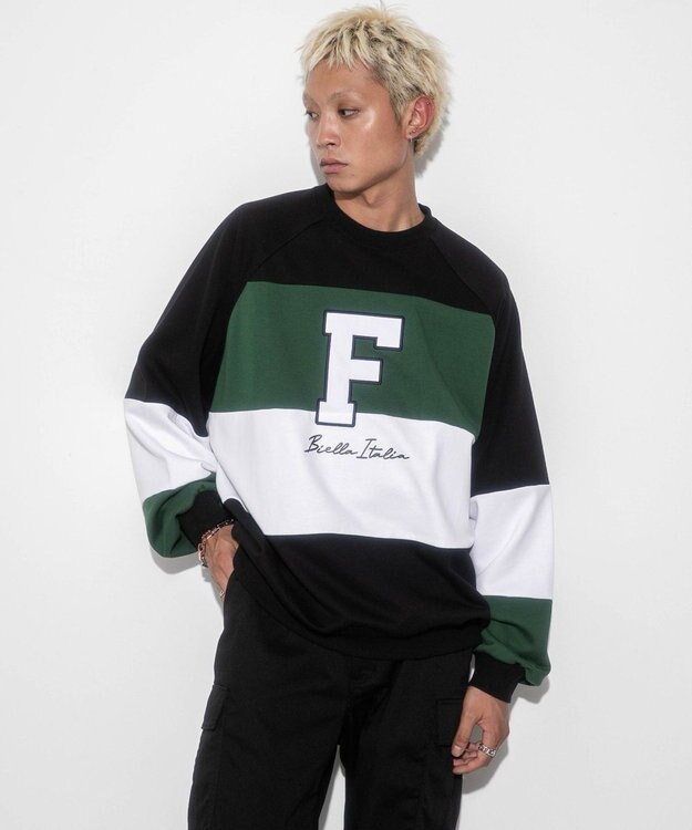 WEGO 【ユニセックス着用ITEM】別注FILAパネル切替プルオーバー グリーンその他