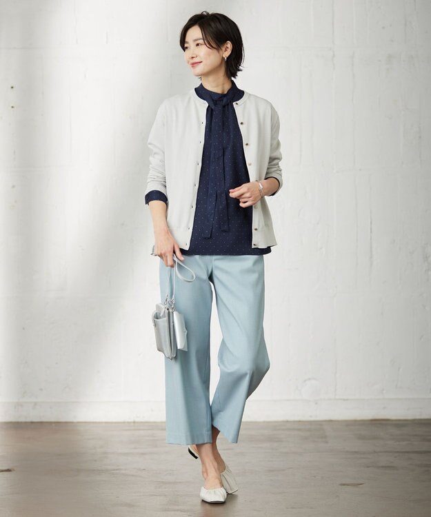 J.PRESS LADIES S 【洗える】 BASIC HI-COTTON カーディガン ライトグレー系
