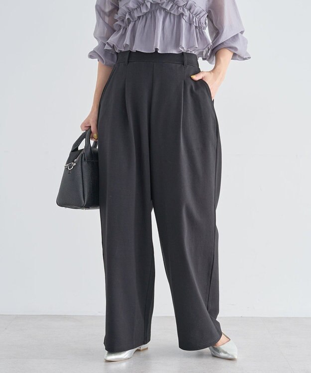 Green Parks タックワイドスウェットパンツ Black