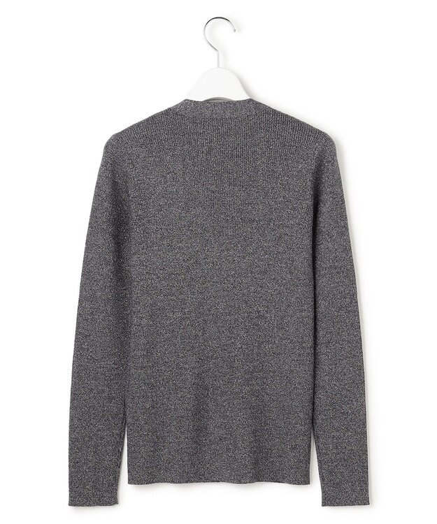 ICB L 【洗える】 エクストラファインメリノリブ Vネックカーディガン グレーラメ系