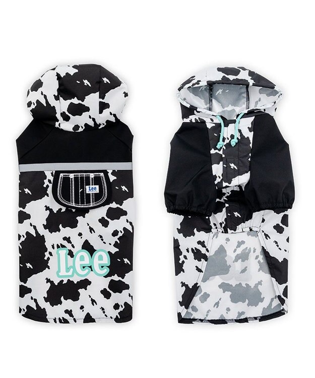 PET PARADISE Lee レインコート 《牛柄》 小型犬 ホワイト×ブラック