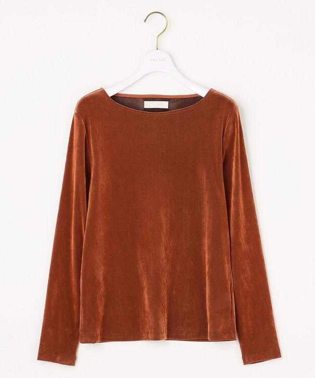ANY SIS S 【洗える】チュールベロア プルオーバー テラコッタ