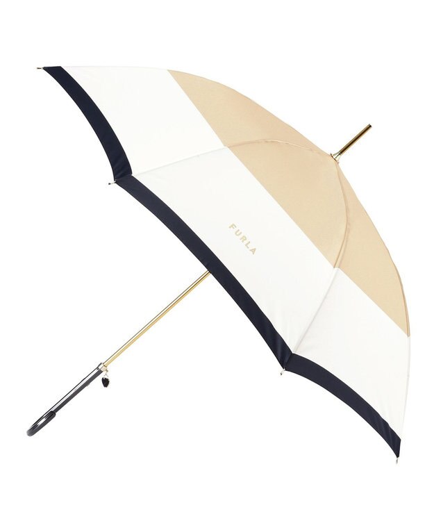 MOONBAT FURLA 長傘 カラーボーダー 耐風 日本製 ベージュ