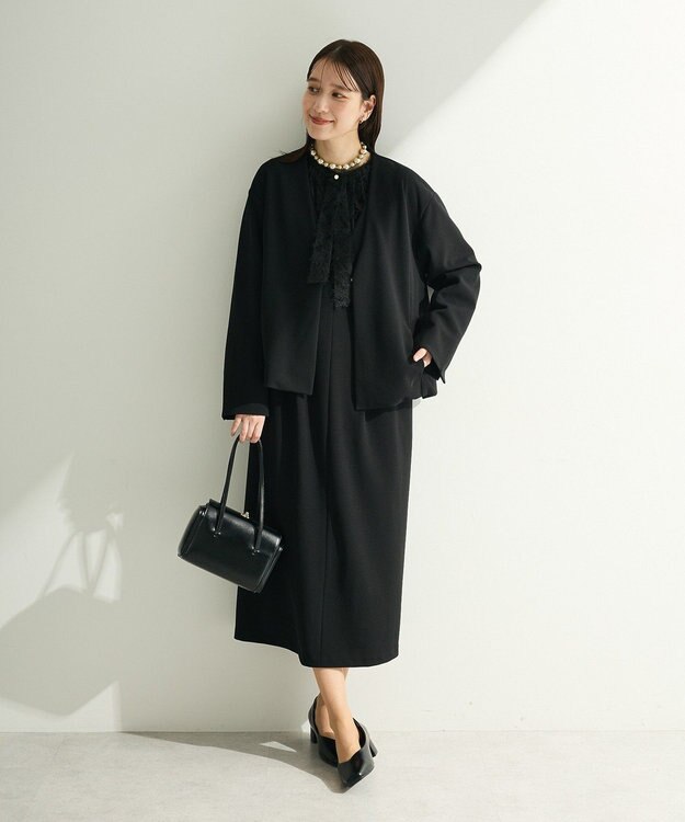 Green Parks Ｏ．洗えてストレッチ　ノーカラージャケット Black