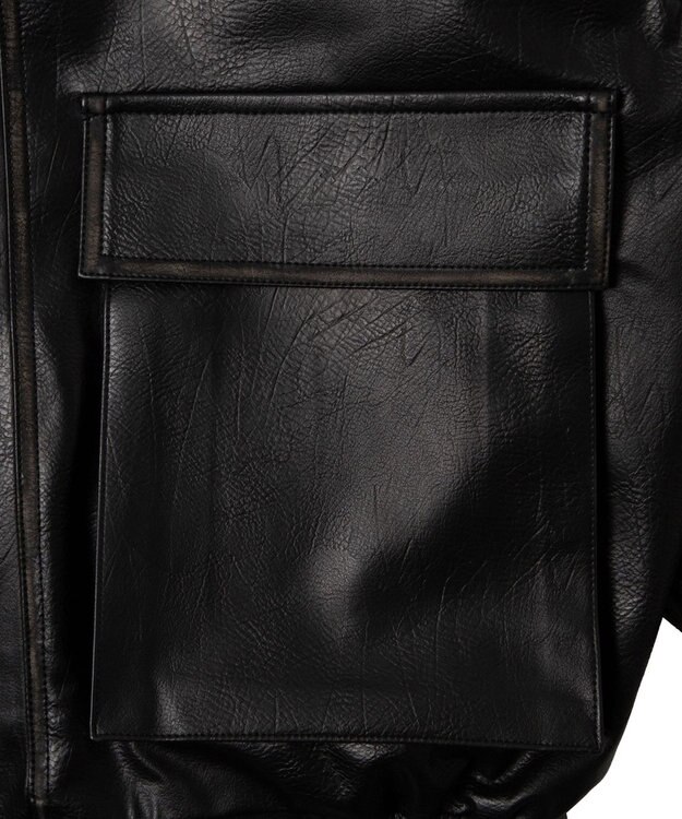 WEGO エイジドFレザーブルゾン ブラック