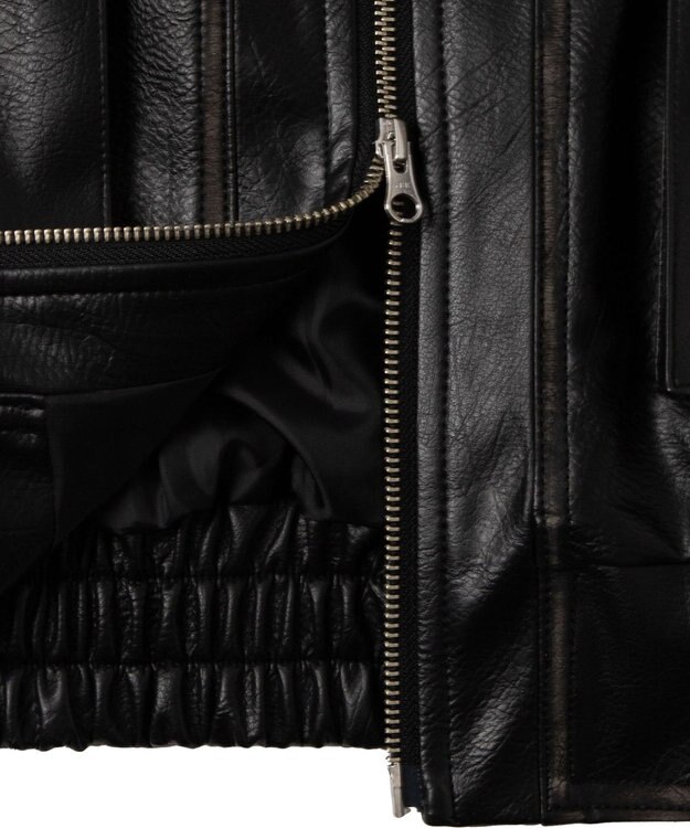 WEGO エイジドFレザーブルゾン ブラック