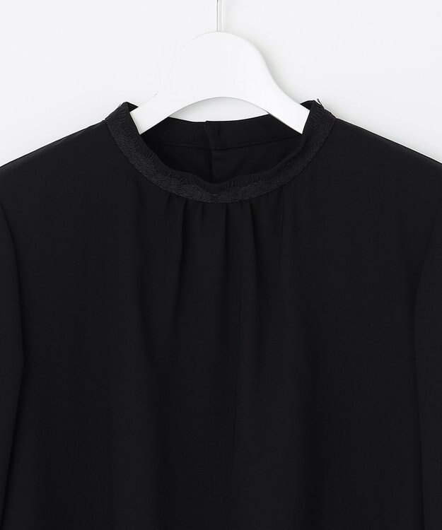 J.PRESS LADIES S プルエラ フリルネック カットソー ネイビー系