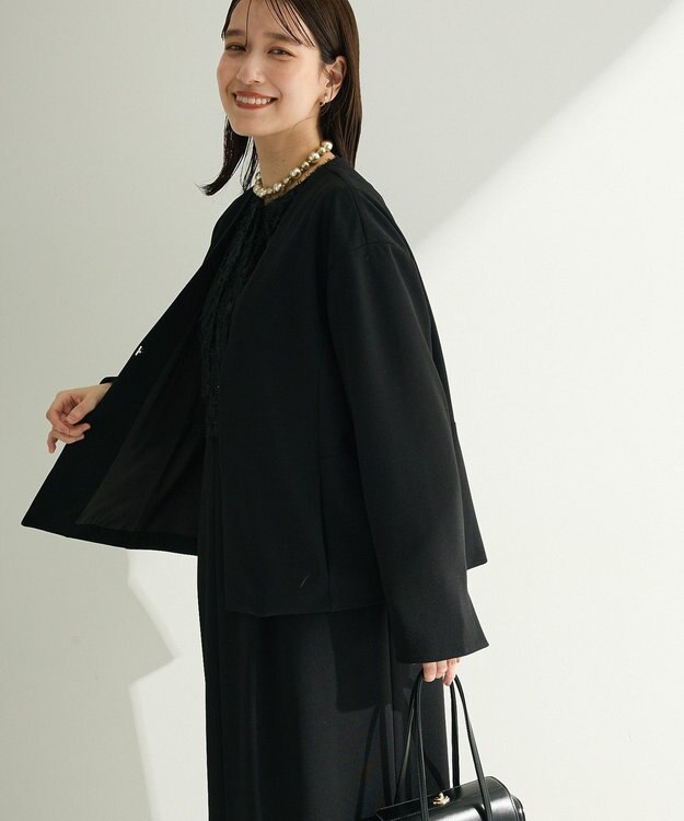 Green Parks Ｏ．洗えてストレッチ　ノーカラージャケット Black